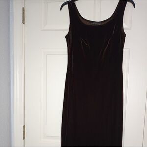 Scott Mcclintock 6P Brown Maxi Sleeveless Velvet Women's Party Dress